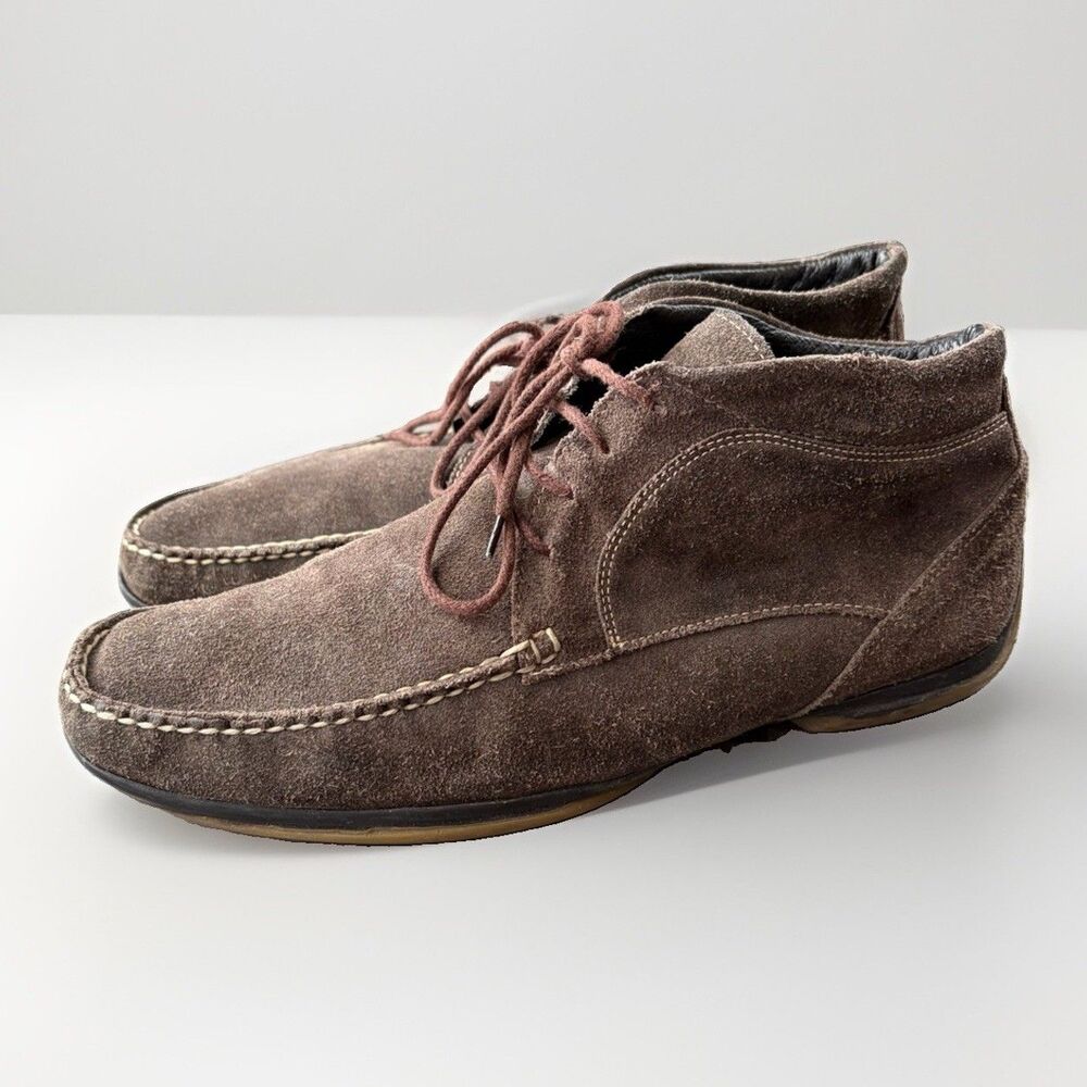 Hamilton Men's Size 43 Brown Suede Chukka Driving Moccasins Lace Up Shoes